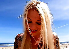 Mega hot holiday fuck right on the nudist beach