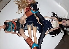 Three horny man sluts take turns cleaning my cheesy cock with their eager mouths