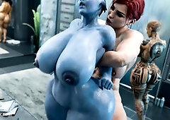 Futanari Blue Alien Dominates Men