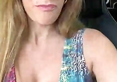 Car Tease with Pussy Flash