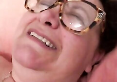 Old gilf overweight woman has solo sex in her daybed with a sex toy.