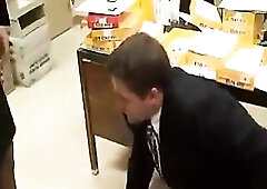 tall older lady in office with her foot serf