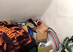 Three women in short skirts without panties film themselves in a wooden attic room