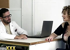 A mother i'd like to fuck with large natural boobs arrives at the doctor's office, we screw and I cum in her throat