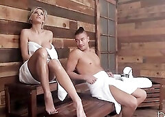 Jessa Rhoades is a breathtaking blond jock teaser who doesn't mind having anal sex in the sauna