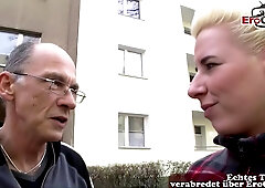 German grandpa looks for a woman to fuck on the street