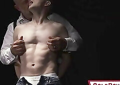 Master Felix Kamp giving slave Serg Shepard a dildo fuck