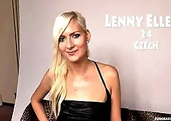 Dirty blondie Lenny Elleny takes a facial after Deep Throat activity