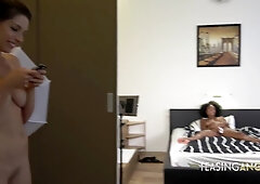 Sexy Black Woman Spreads Her Long Legs And Masturbates