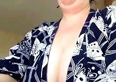 Busty Teacher Exposes Her Huge Natural Tits on Webcam
