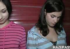 Amateur lesbian girls are humiliated while tongue fucking hard