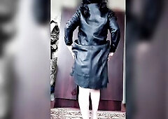 Leather Coat Nifty Hawt Ladyboy Blond big beautiful woman Hot Model Femboy Cosplayer Crossdresser Princess