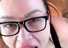 Cumshot wanting amateur MILF wanks cock in POV video