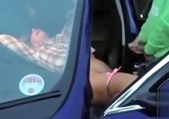 Two strangers cum on my wife in a parked car