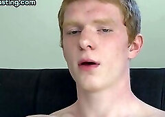 Ginger amateur stud solo masturbates his hairy cock