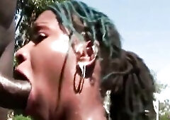 Watching this marvelous ebony sweetheart in an intensive outdoor action is very arousing and fascinating