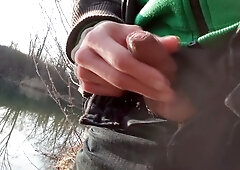 Jon Arteen Takes His Twink Penis Outside, Pees In A Lake And Suddenly Feels The Urge To Masturbate