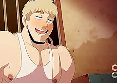 Jock breeding his big beefy boyfriend with fat tits - Cartoon