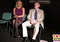 Amateur Sex CFNM lady in dress stockings and heels sucking dick