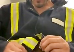 Milking meatpipe in work uniform