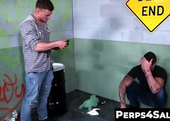 Perps4Sale.com - Hot tatted Suspect Searched and Fucked Raw by two hunk cops