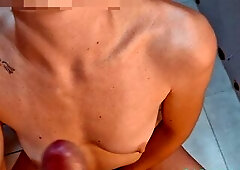 Quick screw in the washroom and I cum in her throat