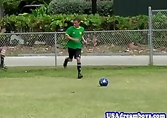 Sporty gay twinks fucking after soccer game