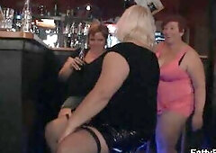 Sexy big beautiful woman party in the bar