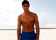 Shredded solo hottie Raymond blows a MASSIVE load here