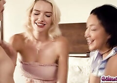 Kenn invites her two old college friends, Vicki Chase and Katrina Colt, over to her house while her husband is out of town. She offers for them to fuc