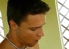 Guy in yellow rides his bf erect dick