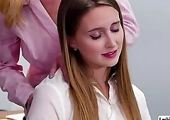 Milf blonde licks her assistants ass and pussy