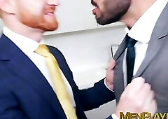 Hardcore take turn ass drilling by redhead Leander and sexy Johnny Viper