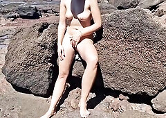 bare on the beach recorded by stepdad then we lie down and I touch his schlong