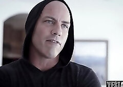 Big tits blonde MILF deepthroated and railed by manipulative stud