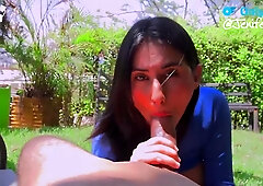 Daring couple ignites passionate thrill in public park with intense desire