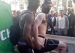 BIG BLACK COCK Public Fuckin' White Bi-atch Going knuckle deep Urinate