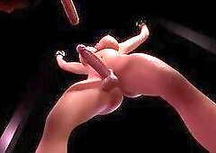 Ladyboy BDSM Dick Slapping and Deep Throat Blowjob