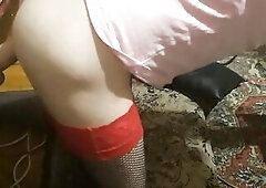 Sissy booty screw ride sex toy anal solo