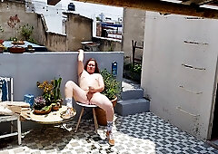 Redhead (ginger) Man Naked Taking The Sun While Wetting And Masturbating