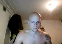 Bald Dude Jerks Off on Cam Sex Skype