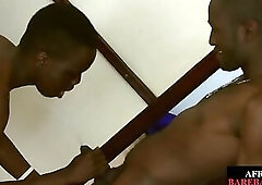 Black twink breeded and pissed after giving blowjob