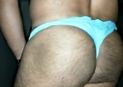 Naughty twink with a massive booty enjoys a late-night jerk-off session in sexy underwear