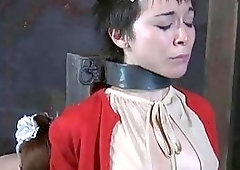 Chained little slut gets humiliated by lezdom mistress BDSM porn