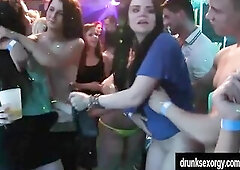 Sinfully lesbian babes dancing lasciviously and eating their muffs in a club sex party