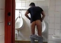 Gloryhole Masturbation: Amateur Hunk Fun in the Restroom