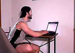 Hunk masturbation, muscle jerk