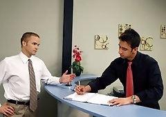 Quick round of hard office anal with Brandon Cole and Steven Waye