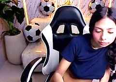 Brunette Teases in Gamer Chair