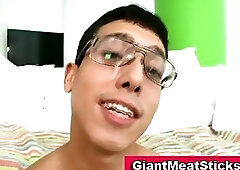 Interracial nerdy twink gets double facial